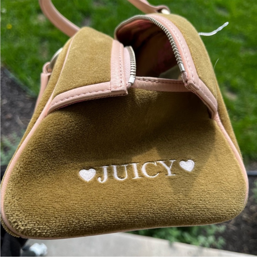 Juicy Pink & Green Velour Bowler Bag - Picture 6 of 10